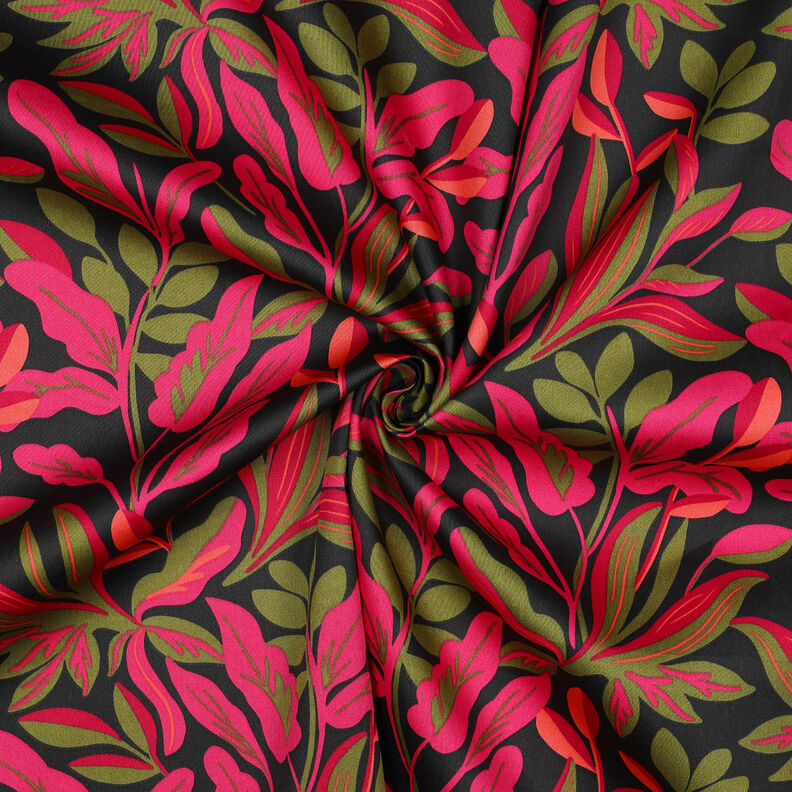 Bomullssatin Lush Leaves | Nerida Hansen – svart/pink,  image number 3