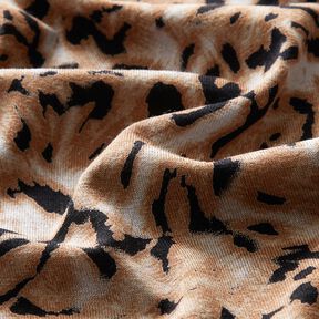 Viskosjersey Abstrakt leopardtryck – ljusbrun/svart, 