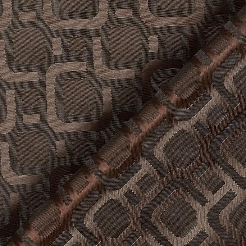 Fodertyg Jacquard retromönster – mörkbrun,  image number 4