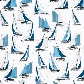 Dekorationstyg Panama segelbåtar – vit/havsblå, 