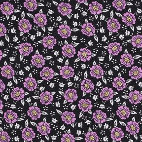 Viskostyg blomsterhav – svart/pastellviolett, 
