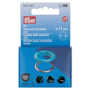 Öljetter med brickor [20 stycken | Ø 11 mm] | Prym – mint/silvermetallic, 